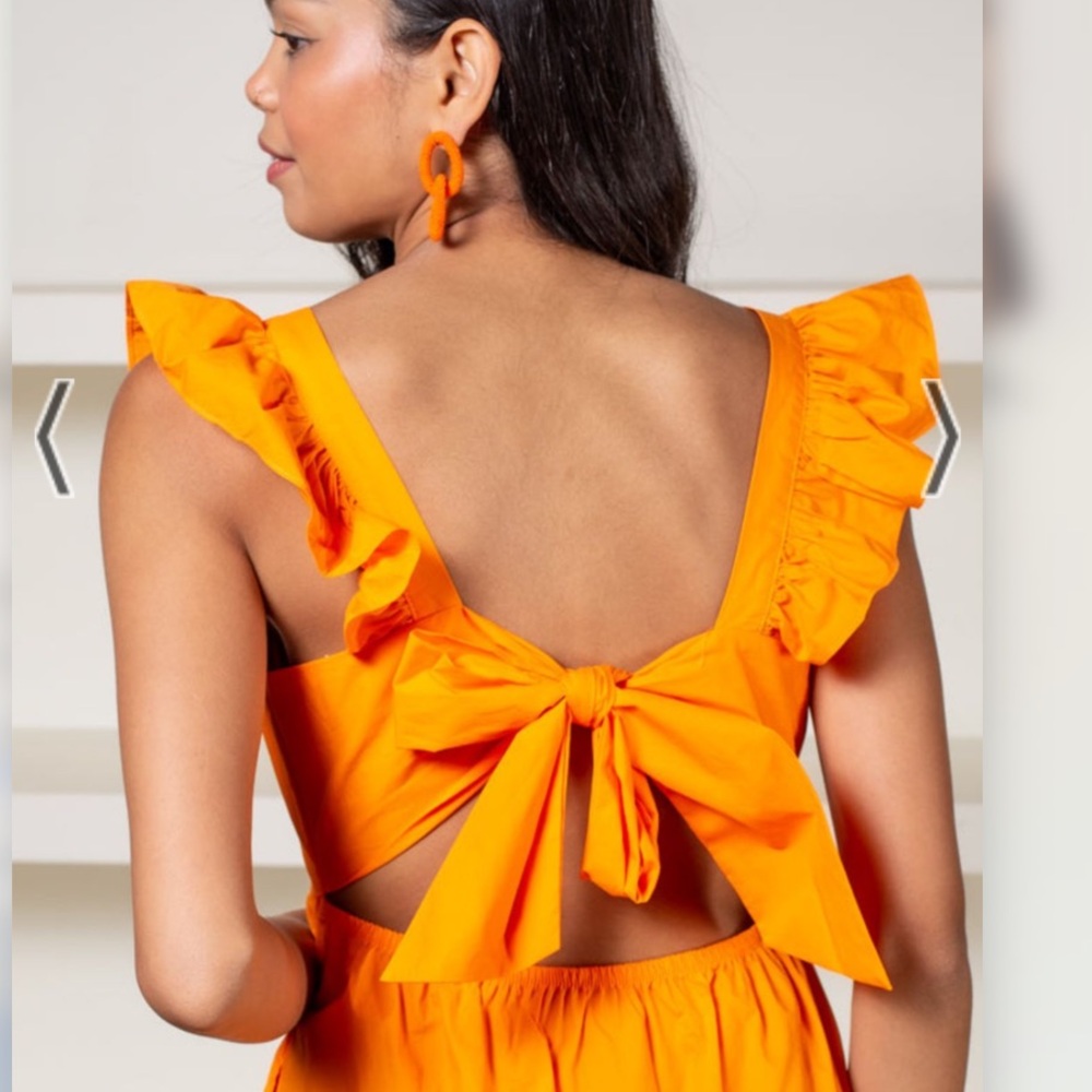 Adelyn Rae Orange Ruffle Poplin Dress - Picture 7 of 7